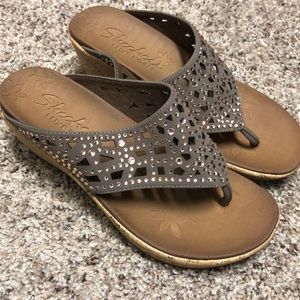 Sketchers wedge sandals with gems
